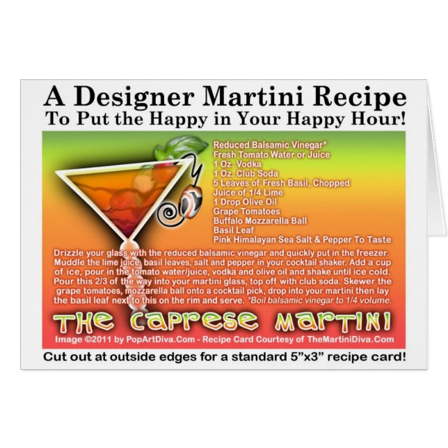 Caprese Martini receptkort Hälsningskort (Framsidan Horizontal)
