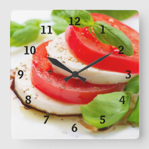 Caprese sallad. Tomat- och Mozzarellaskivor Fyrkantig Klocka