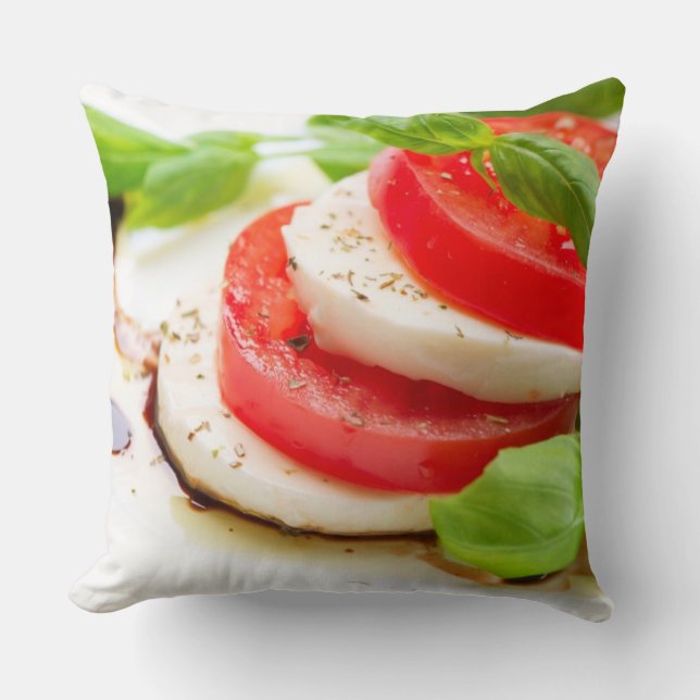 Caprese sallad. Tomat- och Mozzarellaskivor Kudde (Framsida)