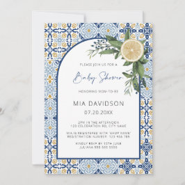 Capri Baby Shower Theme Lemon Italienska babyskor Inbjudningar