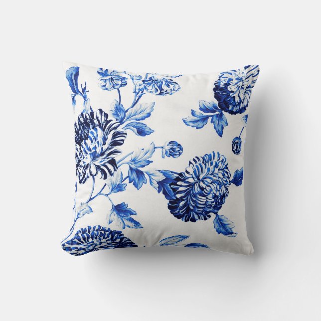 Capri Blue Botanical Blommigt Toile No. 2 Kudde (Framsida)