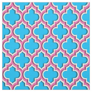 Capri Blue, Shock rosa Moroccan Quatrefoil #5DS Tyg