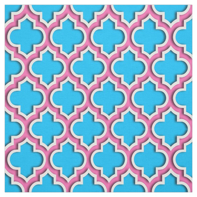 Capri Blue, Shock rosa Moroccan Quatrefoil #5DS Tyg (Provkarta)