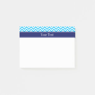 Capri Blue SLg Chevron Navy Namn Monogram Post-it Block