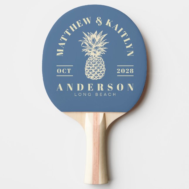 Capri Blue Tropisk Ananas Bröllopskrona Pingisracket (Framsidan)