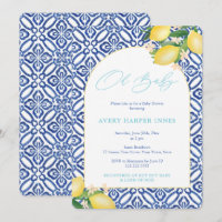 Capri Citroner Teal Åh Baby Tema Bebis firande
