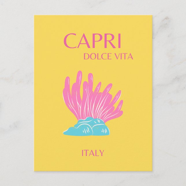 Capri Dolce Vita, Travel Art, Gult Helg Vykort (Framsida)