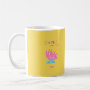 Capri Dolce Vita, Travel Art, Gult Kaffemugg