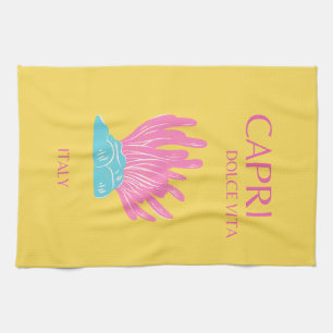 Capri Dolce Vita, Travel Art, Gult Kökshandduk