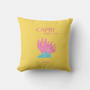 Capri Dolce Vita, Travel Art, Gult Kudde