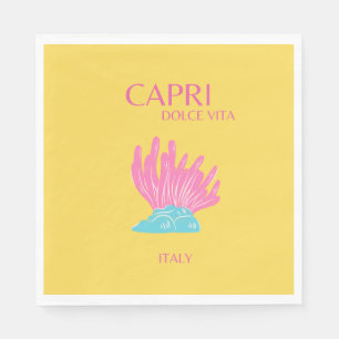 Capri Dolce Vita, Travel Art, Gult Pappersservett