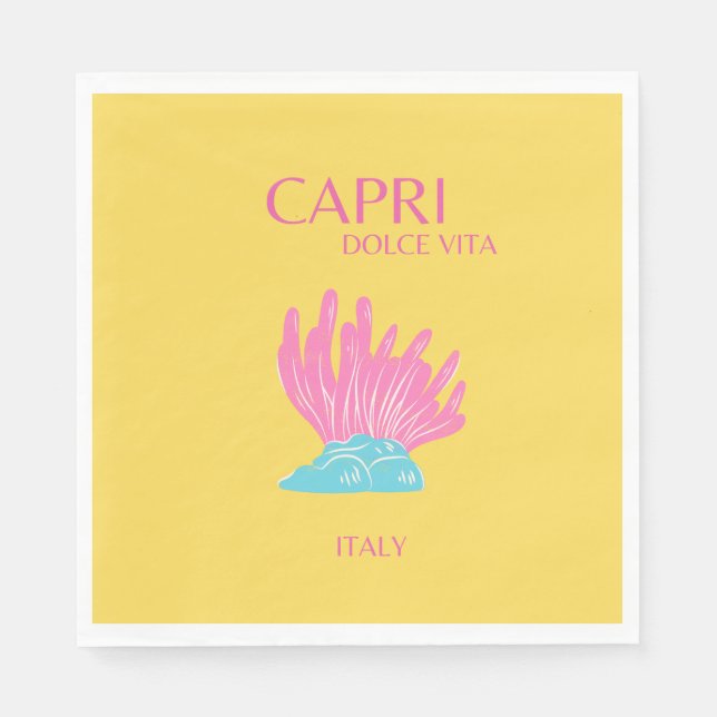 Capri Dolce Vita, Travel Art, Gult Pappersservett (Framsidan)
