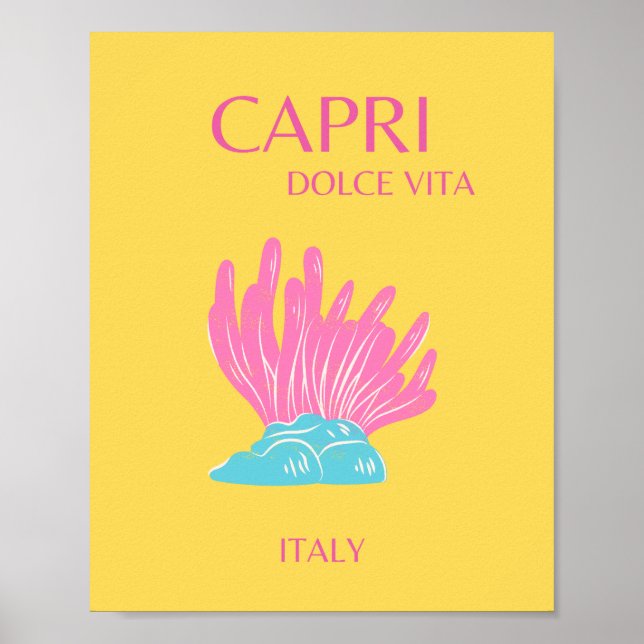 Capri Dolce Vita, Travel Art, Gult Poster (Framsidan)