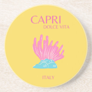 Capri Dolce Vita, Travel Art, Gult Underlägg