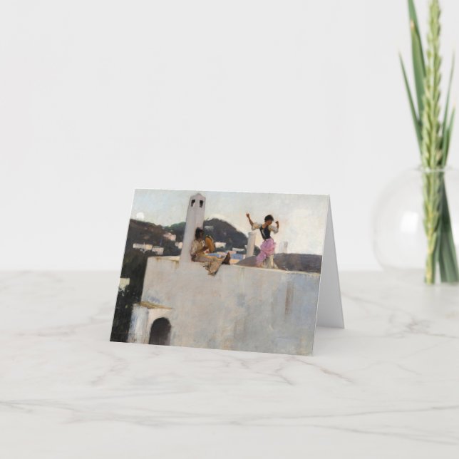 Capri Girl på ett tak av John Singer Sargent Tack Kort (Framsida)