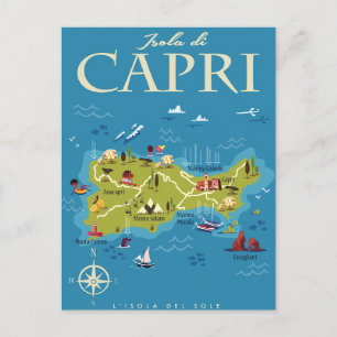 Capri Illustrated Karta Vykort