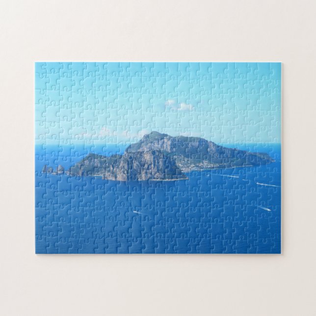 Capri Island, södra Italien i blått italienskt hav Pussel (Horisontell)