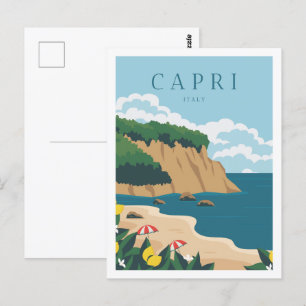 Capri Italien Berömd Travel Ställe Illustration Vykort