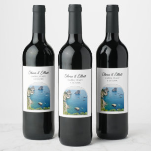 Capri Italien Bröllop Vin-etikett Vinflaska Etikett