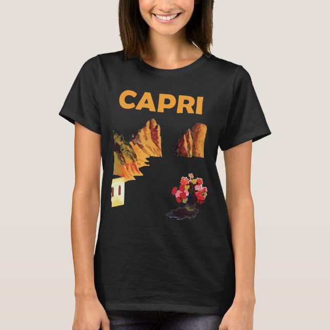 Capri Italien Klippiga Kuster Retro Resa T-Shirt (Framsida)