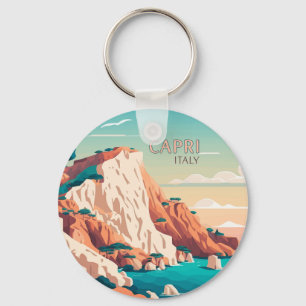 Capri Italien Lemons Mediterranean Island Retro Nyckelring