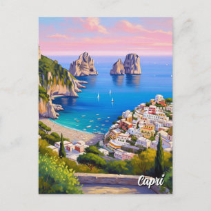 Capri Italien Målning Vykort
