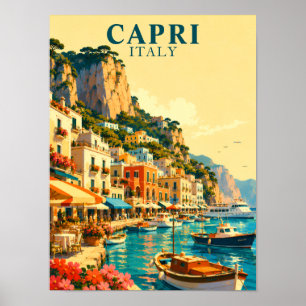Capri Italien Marina Grande Hamn Souvenir Poster
