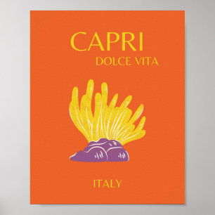 Capri, Italien, resor, vallmo, Orange Poster