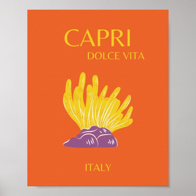 Capri, Italien, resor, vallmo, Orange Poster (Framsidan)