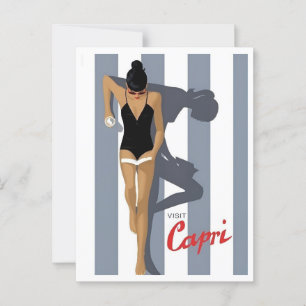 Capri Italien Retro Inspired Helgdag Travel Vykort