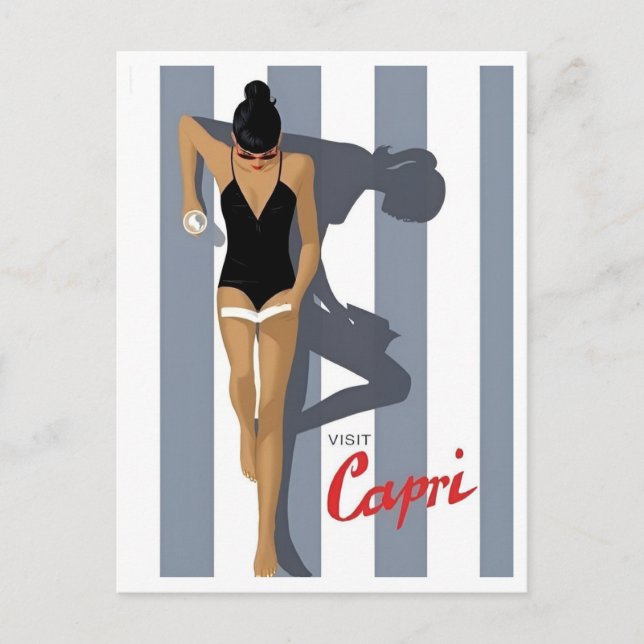 Capri Italien Retro Inspired Helgdag Travel Vykort (Framsida)