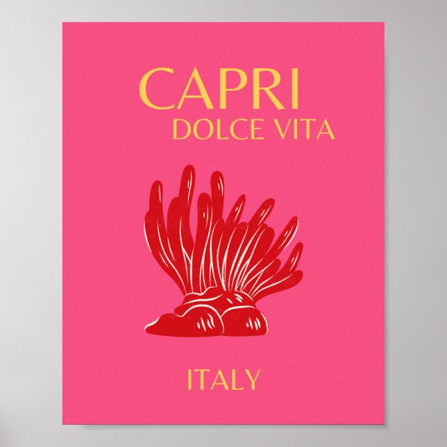 Capri, Italien, Rosa Poster (Framsidan)