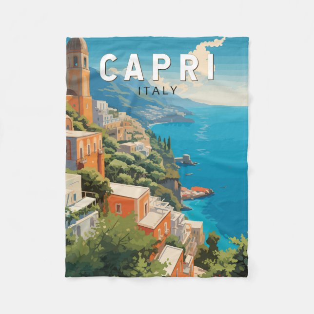 Capri Italien Travel Art-Vintage Fleecefilt (Framsidan)