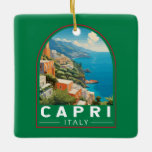 Capri Italien Travel Art-Vintage Julgransprydnad Keramik<br><div class="desc">Färgdesign för Capri-retrovektor. Capri,  en ö i Italiens Neapelbukt,  är känd för sitt svåra landskap.</div>