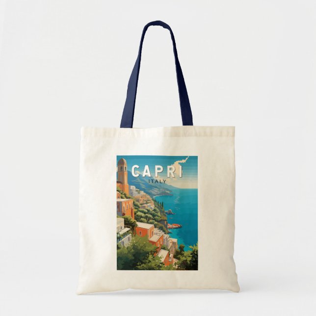 Capri Italien Travel Art-Vintage Tygkasse (Framsidan)