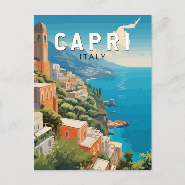 Capri Italien Travel Art-Vintage Vykort (Framsida)