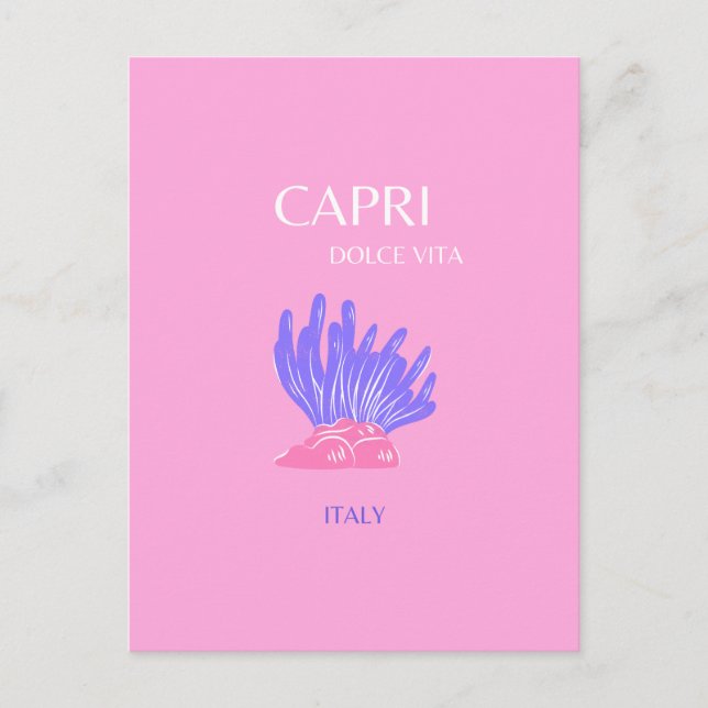 Capri, Italien, vallmo, Rosa Helg Vykort (Framsida)