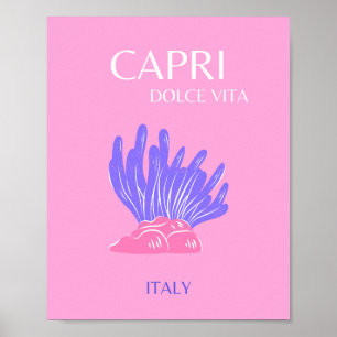 Capri, Italien, vallmo, Rosa Poster