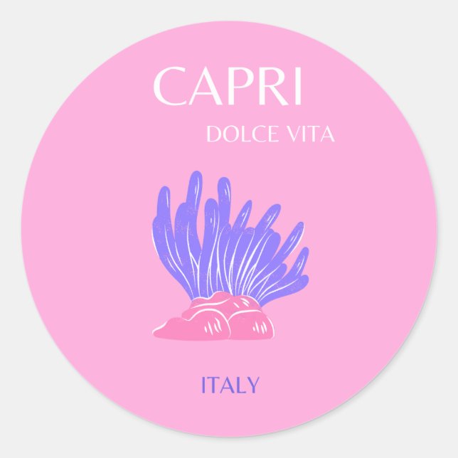 Capri, Italien, vallmo, Rosa Runt Klistermärke (Framsida)