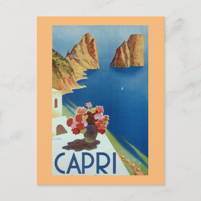 Capri Italien Vintage Italy Travel Vykort (Framsida)