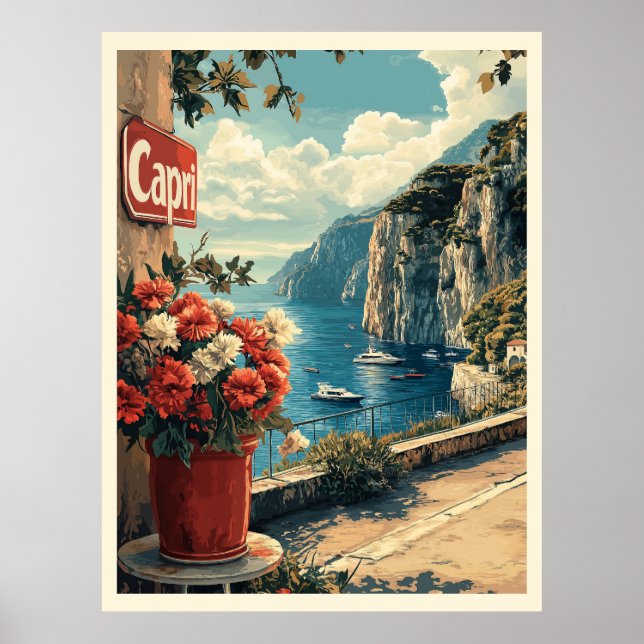 Capri, Italien Vintage Poster (Framsidan)