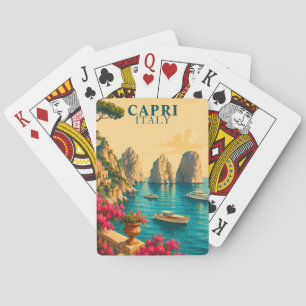 Capri Italien Vintage Resa Faraglioni Havsstackar Casinokort