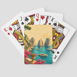Capri Italien Vintage Resa Faraglioni Havsstackar Casinokort