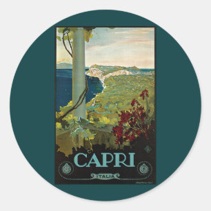 Capri, Italien, Vintage Resematerial Affisch Konst Runt Klistermärke