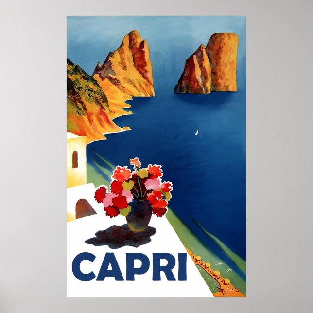 Capri, Italien. Vintage resor Poster (Framsidan)