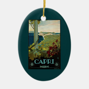 Capri, Italien, Vintage resor Poster Art Italia Julgransprydnad Keramik
