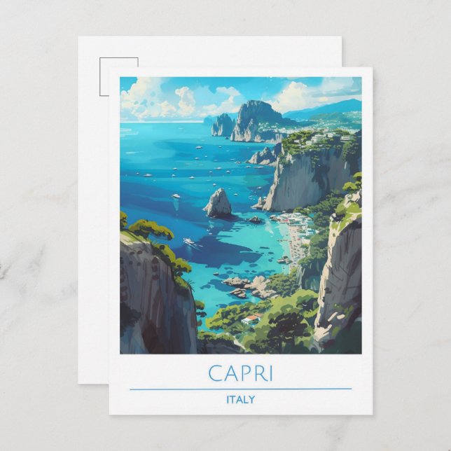 Capri Italien Vintage resor Vykort (Fram/baksida)