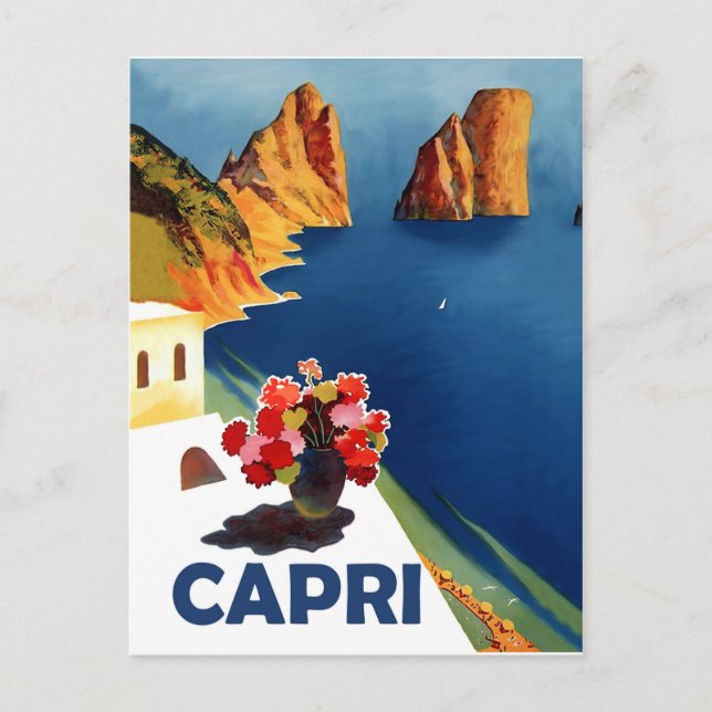 Capri, Italien. Vintage resor Vykort (Framsida)