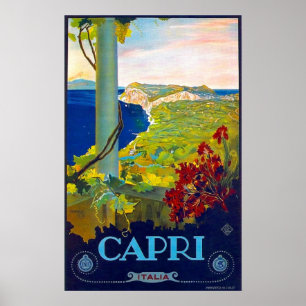 Capri, kustlinje, hav, Italien, italienska riviera Poster