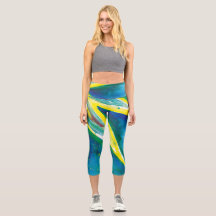 Capri Leggings i Star Burst Blue